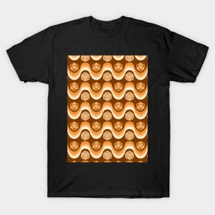 Retro Inspired D20 Dice and Color Wave Seamless Pattern - Orange T-Shirt